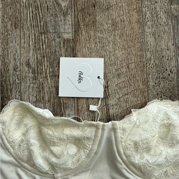 Edikted/Adika Cream Lace Strapless Longline Bustier - Picture 3 of 4